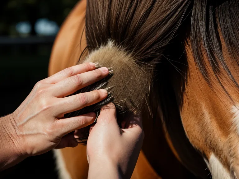 Manos cepillando la crin de un caballo, parte del vínculo que se construye desde el suelo