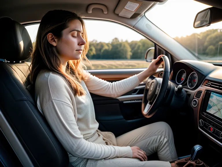Jinete principiante de equitación sentada en el coche con las piernas cansadas tras la clase