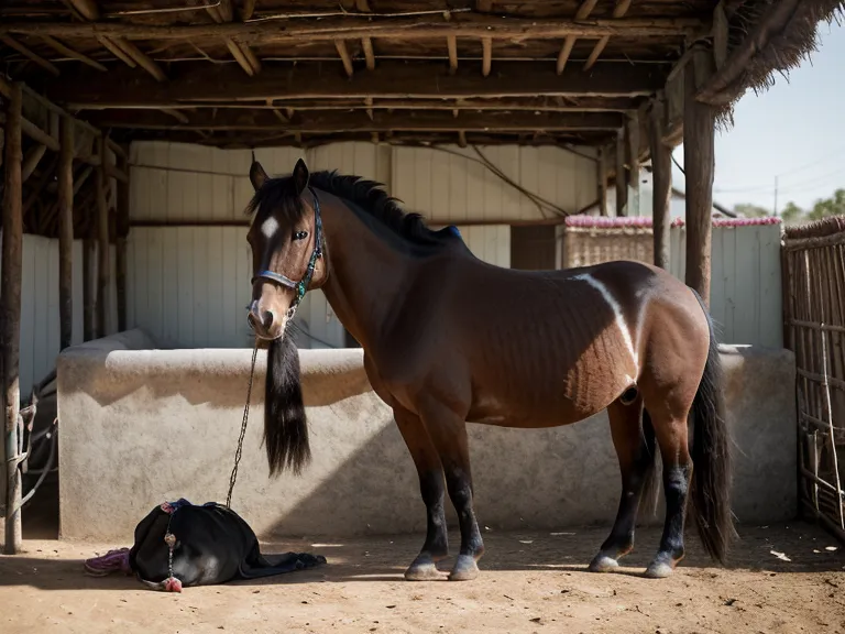 Bolsa de plástico azul atrapada en un arbusto junto al picadero, causa típica de un susto en caballos principiantes