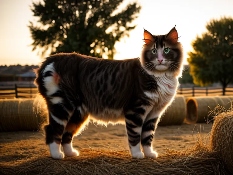 Gato de la caballeriza durmiendo sobre pacas de alfalfa, parte del ambiente de bienestar equino en Querétaro