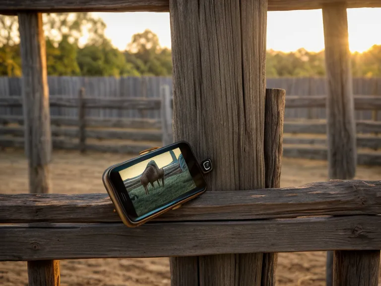 Celular con un curso de psicología del caballo apoyado en una valla, repaso de equitación para principiantes