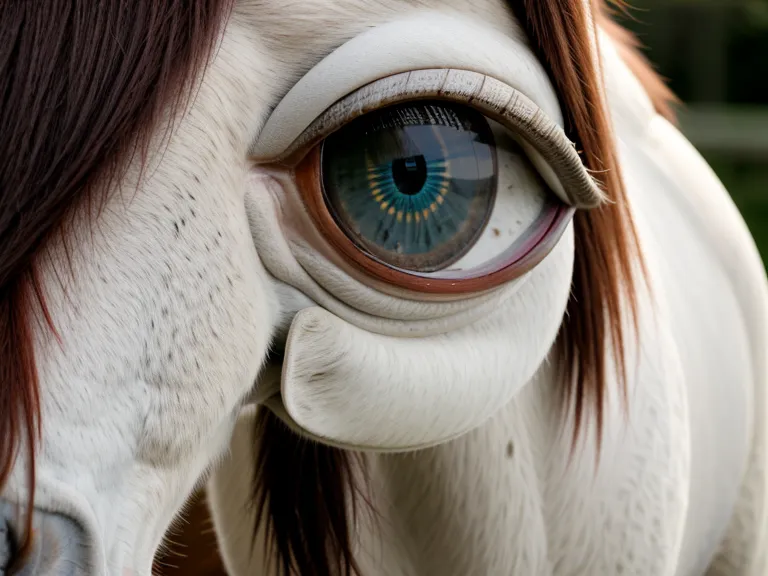 Detalle del ojo de un caballo tordillo mostrando su amplio campo de visión
