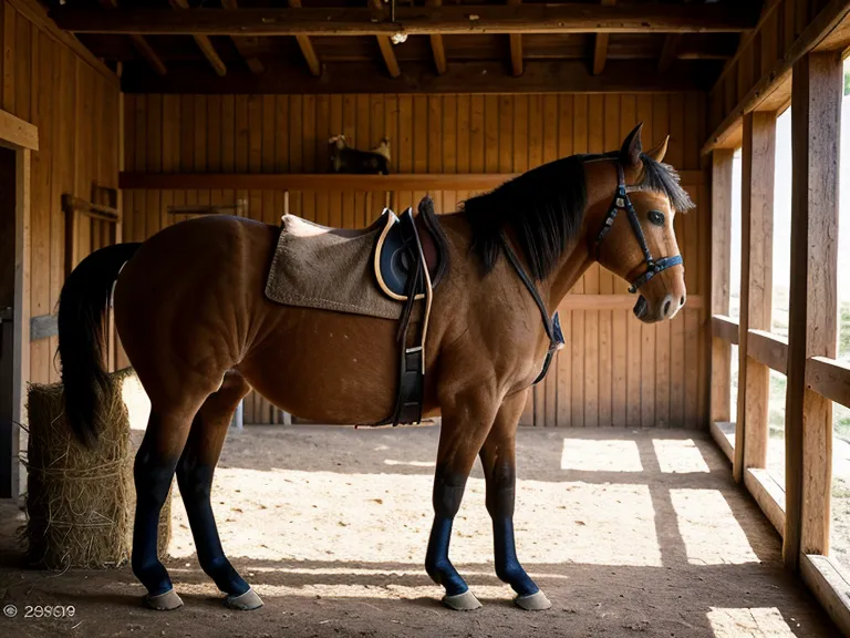 Jinete adulta y caballo de pie juntos y relajados en el picadero tras el trabajo pie a tierra