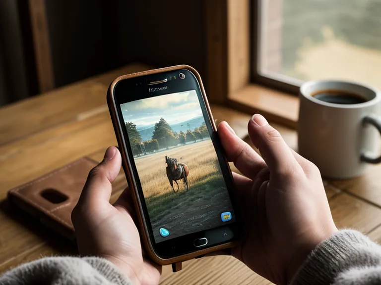Celular mostrando el curso La Mente Equina de 0 a 100 en la caballeriza